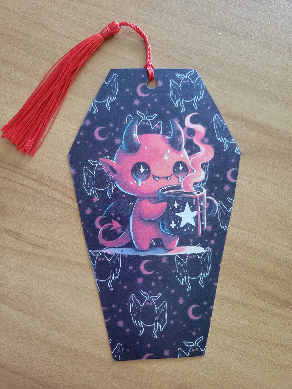 🖤NEW🖤 Cute Red Devil Coffin Bookmark with Tassel